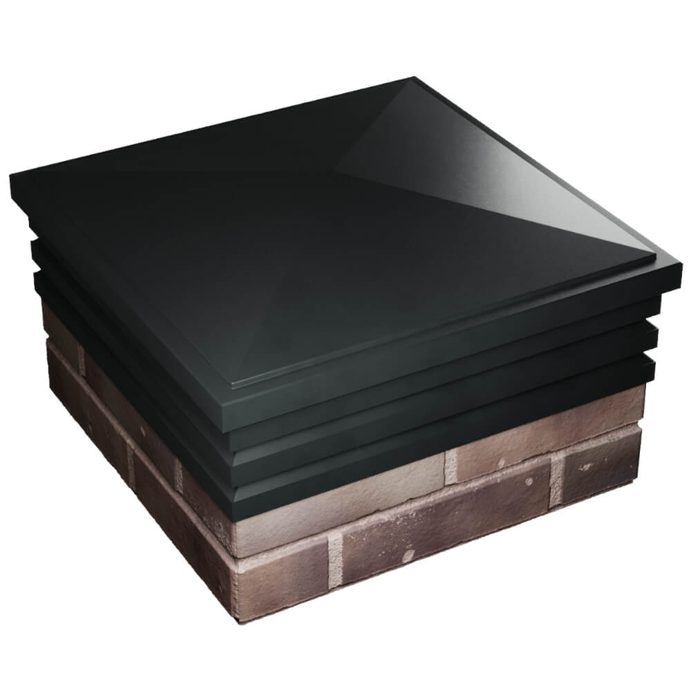 Колпак Zking Бона ХайТек Черный на столб 2х2 кирпича (513х513мм)